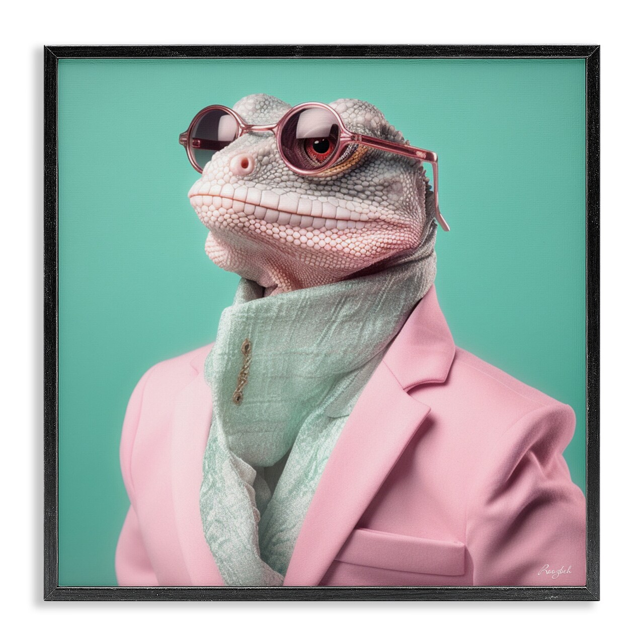 Stupell Industries Hipster Iguana Portrait Framed Giclee, design by Roozbeh